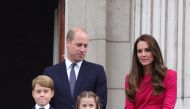 Britain's Prince George, Princess Charlotte, Prince Louis, Prince William and Catherine, Duchess of Cambridge, stand on the balcony during the Platinum Pageant, marking the end of the celebrations for the Platinum Jubilee of Britain's Queen Elizabeth, in London, Britain, on June 5, 2022. REUTERS/File Photo