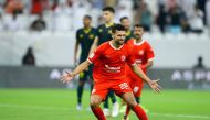 Al Arabi's Youssef Msakni celebrates his goal against Al Shamal. PIC: Mohamed Faraj