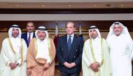 H E Shahbaz Sharif, Prime Minister of the Islamic Republic of Pakistan, H E Syed Ahsan Raza Shah, Ambassador of the Republic of Pakistan to the State of Qatar, and Sheikh Faisal bin Qassim Al Thani, QBA Chairman, with other officials, during the meeting.