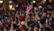 US supporters cheering against Panama in the second half during a FIFA World Cup Qualifier match at Exploria Stadium, Orlando, Florida, March 27, 2022. (Jeremy Reper-USA TODAY via Reuters)
