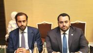 Assistant Foreign Minister for Regional Affairs H E Dr. Mohammed bin Abdulaziz bin Saleh Al Khulaifi (right) attending the meeting in Geneva.