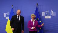 European Commission President Ursula von der Leyen welcomes Ukrainian Prime Minister Denys Shmyhal at the European Commission in Brussels, Belgium, on September 5, 2022. REUTERS/Johanna Geron