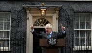 Outgoing British Prime Minister Boris Johnson delivers a speech on his last day in office, outside Downing Street, in London, Britain September 6, 2022. Reuters/Toby Melville