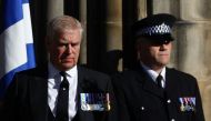 Britain's Prince Andrew leaves St. Giles' Cathedral following the service for Britain's late Queen Elizabeth, in Edinburgh, Scotland, on September 12, 2022. REUTERS/Hannah McKay