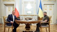 Poland's President Andrzej Duda and Ukraine's President Volodymyr Zelenskiy attend a meeting after a parliament session in Kiev, Ukraine, on May 22, 2022.  File Photo / Reuters
