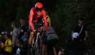 Tobias Foss of Norway competes in the Men’s elite time trial during the first day of UCI Road World Championships in Wollongong, Australia, Sunday, September 18, 2022. AAP Image/Dean Lewins via REUTERS