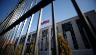 A flag is pictured outside the Russian embassy in Ottawa, Ontario, Canada, on March 26, 2018. File Photo / Reuters