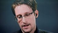 File Photo: Edward Snowden speaks via video link during a news conference in New York City, US, on September 14, 2016. (REUTERS/Brendan McDermid)