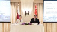 Sheikha Alanoud bint Hamad Al-Thani, Deputy CEO and Chief Business Officer, QFC, and Tan Soon Kim, Assistant CEO, Enterprise Singapore.
