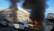 Cars burn after Russian military strike, as Russia's invasion of Ukraine continues, in central Kyiv, Ukraine October 10, 2022. Reuters/Gleb Garanich