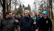 United Nations High Commissioner for refugees Filippo Grandi arrives at a refugee shelter near Lviv, Ukraine, on March 30, 2022. (REUTERS/Alkis Konstantinidis)