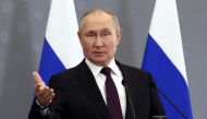 Russian President Vladimir Putin attends a news conference following the Commonwealth of Independent States (CIS) leaders' summit in Astana, Kazakhstan, on October 14, 2022. Sputnik/Valery Sharifulin/Pool via REUTERS