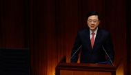 Hong Kong Chief Executive John Lee delivers his first annual policy address at the Legislative Council in Hong Kong, China October 19, 2022. Reuters/Tyrone Siu