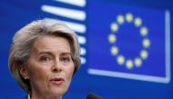 President of the European Commission Ursula von der Leyen speaks at a news conference during European Union leaders' summit in Brussels, Belgium, October 21, 2022. (REUTERS/Yves Herman)