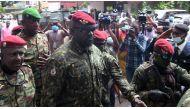 Special forces commander Mamady Doumbouya, who ousted President Alpha Conde, walks out after meeting the envoys from the Economic Community of West African States (ECOWAS) to discuss ways to steer Guinea back toward a constitutional regime, in Conakry, Guinea, on September 10, 2021. File Photo / Reuters