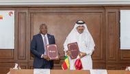 First Vice-Chairman of the Qatar Chamber Mohammed bin Twar Al Kuwari and the President of the Benin Chamber Arnauld Akakpo during the agreement signing.