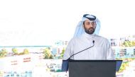 Sheikh Nasser bin Abdulrahman Al Thani, Chairman and Managing Director of Qetaifan Projects addressing the event. 