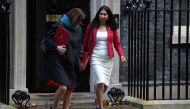 Britain's Education Secretary Gillian Keegan (left) and Britain's Home Secretary Suella Braverman leave after attending a Cabinet meeting at 10 Downing Street in central London on November 1, 2022. (Photo by Daniel LEAL / AFP)