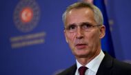 NATO Secretary General Jens Stoltenberg addresses a press conference after a meeting with the Turkish Foreign Minister at The Foreign Ministry in Istanbul, on November 3, 2022. (OZAN KOSE / AFP)