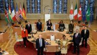 (From centre, background, clockwise) German Foreign Minister Annalena Baerbock, Ghana's Foreign Minister Shirley Ayorkor Botchwey, Canadian Foreign Minister Melanie Joly, Japanese Foreign Minister Yoshimasa Hayashi, British Secretary for Foreign Affairs James Cleverly, the Deputy Chairperson for the African Union Commission Monique Nsanzabaganwa, the High Representative of the European Union for Foreign Affairs and Security Policy Josep Borrell, French Foreign Minister Catherine Colonna, US Secretary of State Antony Blinken and Kenya's Foreign and Diaspora Affairs Cabinet Secretary Alfred Mutua pose for a photo during a working session at a G7 Foreign Ministers Meeting at the City Hall in Muenster, western Germany, on November 4, 2022. (AFP/Bernd Lauter)