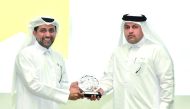 Dr Hassan bin Rashid Al Derham, President of Qatar University presents the award to Hamad Mohammed R M Abuqaba Al Marri – HR Director who received it on behalf of GWC.