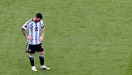 Argentina's Lionel Messi reacts after Saudi Arabia's Saleh Al-Shehri scores their first goal during the FIFA World Cup Qatar 2022 Group C match at the Lusail Stadium, Lusail, Qatar, on November 22, 2022. REUTERS/Marko Djurica