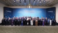 President of the Republic of Turkiye H E Recep Tayyip Erdogan, Minister of Commerce and Industry H E Sheikh Mohammed bin Hamad bin Qassim Al Thani with dignitaries and officials during the meetings of the 38th session of the Standing Committee for Economic and Commercial Cooperation of the Organisation of Islamic Cooperation held in Istanbul.