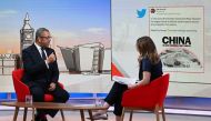 A handout picture released by the BBC, taken and received on December 11, 2022, shows Britain's Foreign Secretary James Cleverly during an appearance on the BBC's 'Sunday Morning' political television show with journalist Laura Kuenssberg at the BBC headquarters in London. (Photo by Jeff OVERS / BBC / AFP)