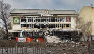 This photograph taken on December 22, 2022, shows a destroyed building in Bakhmut, eastern Ukraine. (Photo by Sameer Al-Doumy / AFP)

