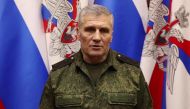 This screen grab obtained from a handout video taken and released by the Russian Defence Ministry on January 4, 2023, shows a senior Russian military official, Lieutenant General Sergei Sevryukov speaking during his news conference in Moscow. (Photo by HANDOUT / Russian Defence Ministry / AFP)