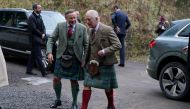 Britain's King Charles III visits Aboyne and Mid Deeside Community Shed to meet with local hardship support groups and tour the new facilities, in Aboyne, Aberdeenshire, Britain, January 12, 2023. (Andrew Milligan/Pool via REUTERS)