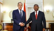 Russian Foreign Minister Sergei Lavrov meets with Angola's President Joao Lourenco in Luanda on January 25, 2023. (Photo by Handout / RUSSIAN FOREIGN MINISTRY / AFP)