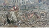(A general view shows damaged and collapsed buildings after an earthquake in Kahramanmaras, Turkey, February 6, 2023. (Ihlas News Agency (IHA) via Reuters)