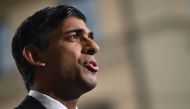 Britain's Prime Minister Rishi Sunak gives a tv interview on the sidelines of the Munich Security Conference (MSC) in Munich, southern Germany, on February 18, 2023.