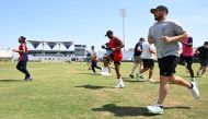 World Giants captain Aaron Finch (right) during a training session at Asian Town International Stadium, yesterday.