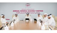 QIC Chairman Sheikh Hamad bin Faisal bin Thani Al Thani and the Board of Directors during the AGM held yesterday. 