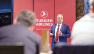 Turkish Airlines Chairman of the Board and Executive Committee, Prof. Dr. Ahmet Bolat speaking during the event.