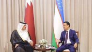 Undersecretary of the Ministry of Commerce and Industry H E Sultan bin Rashid Al Khater  in conversation with President of the Republic of Uzbekistan H E Dr. Shavkat Mirziyoyev.