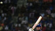 Lucknow Super Giants' Marcus Stoinis plays a shot during the Indian Premier League (IPL) Twenty20 cricket match between Mumbai Indians and Lucknow Super Giants at the Ekana Cricket Stadium in Lucknow on May 16, 2023. (Photo by Arun SANKAR / AFP)