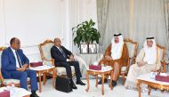 President of Zanzibar at the United Republic of Tanzania, H E Dr Hussein Ali Mwinyi with QC First Vice-Chairman Mohamed bi Twar Al Kuwari and other officials during the meeting.