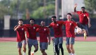 Qatar players during a training session in the US.