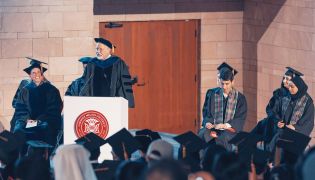 A view of the CMU-Q convocation ceremony.