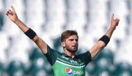 Pakistan's Shaheen Shah Afridi celebrates after taking the wicket of Bangladesh's Litton Das (not pictured) during the Asia Cup 2023 one-day international (ODI) cricket match on September 6, 2023. (Photo by Asif Hassan / AFP)