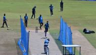 Sri Lanka's cricketers take part in a net team practice at the R. Premadasa Stadium in Colombo on September 16, 2023, on the eve of their Asia Cup final cricket match against India. (Photo by FAROOQ NAEEM / AFP)