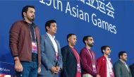Qatar Olympic Committee President H E Sheikh Joaan bin Hamad Al Thani attends Qatar's football match against Palestine during the 19th Asian Games in Hangzhou, China, yesterday.