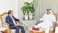 QC First Vice-Chairman Mohamed bin Twar Al Kuwari and Chairman of the Uzbekistan Chamber Davron Vakhabov during the meeting.

