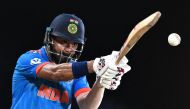 India's KL Rahul plays a shot during the 2023 ICC Men's cricket World Cup one-day international (ODI) match between India and Australia at the MA Chidambaram Stadium in Chennai on October 8, 2023. (Photo by R.Satish Babu / AFP) 