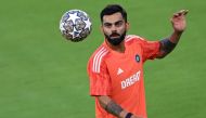 India's Virat Kohli takes part in a practice session on the eve of the 2023 ICC Men's cricket World Cup one-day international (ODI) match between India and Pakistan at the Narendra Modi Stadium in Ahmedabad on October 13, 2023. (Photo by Punit Paranjpe / AFP)