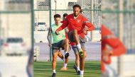 Al Duhail players during a training session ahead of Al Wakrah match.