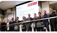 Vice Chairman of the Qatari Businessmen Association, Sheikh Dr. Khalid bin Thani Al Thani; Deputy Head of Mission, Qatar Embassy in the UK, H E Jassim Moftah Al Moftah;  Commercial Attaché  at the Qatar Embassy in the UK, Abdulla Ghain Al Ghanim and QIIB CEO, Dr. Abdulbasit Ahmad Al Shaibei with other officials during the listing of QIIB’s Sustainable Sukuk on the London Stock Exchange. 
